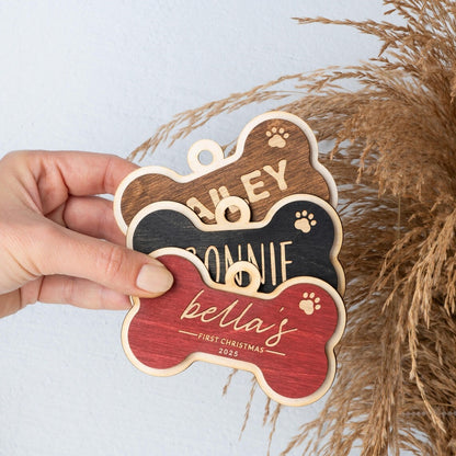 Personalized Dog Bone Ornament – Dog’s First Christmas Keepsake