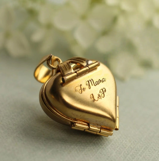 Personalized Heart Locket Brooch – 4 Photos Keepsake Gift