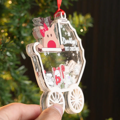 Baby’s First Christmas 2025 – Personalized Reindeer 4D Ornament