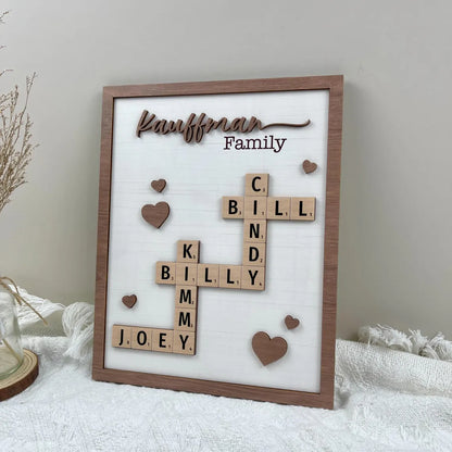 Personalized Family Scrabble Puzzle Sign – Wooden Crossword Name Sign