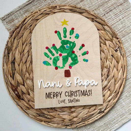 Personalized Handprint Sign | Christmas Gift for Grandparents & Loved Ones