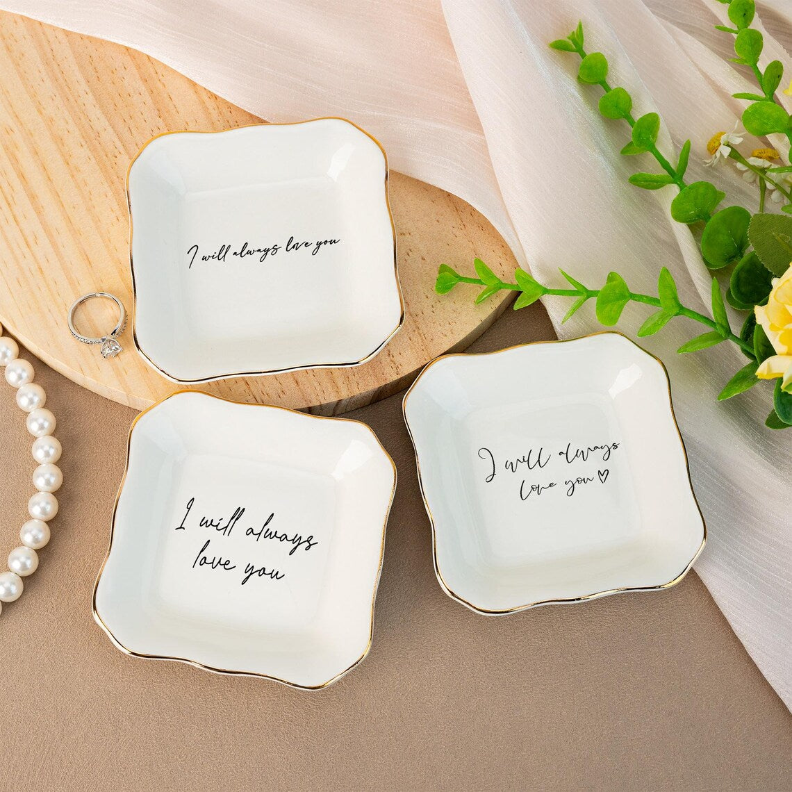 Personalized Handwriting Ring Dish – Custom Jewelry Keepsake Gift