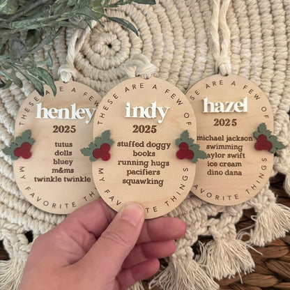 Personalized Favorite Things Ornament – Kids Christmas Keepsake