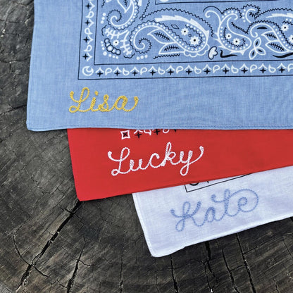 Personalized Dog Bandana with Name | Custom Chainstitch Embroidery