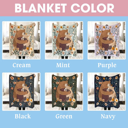 Personalized Mama Bear Flower Blanket – Custom Gift for Mom & Grandma