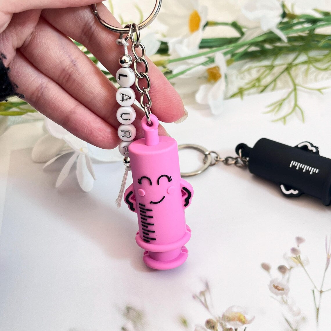 Personalized Syringe Ampoule Opener Keychain | Nurse Gift Medical Charm