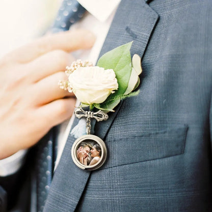 Wedding Bouquet Photo Charm – Crystal & Plain for Bride or Groom