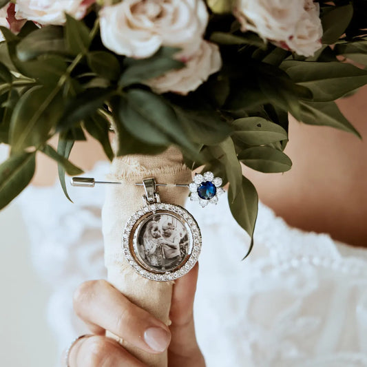 Something Blue Memorial Charm – Photo Keepsake for Bridal Bouquet
