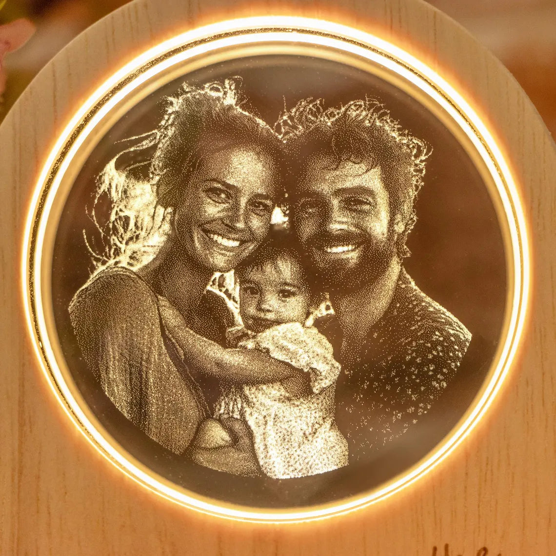 Personalized 3D Crystal Photo LED Light – Custom Family Keepsake Gift