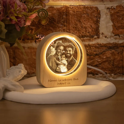 Personalized 3D Crystal Photo LED Light – Custom Family Keepsake Gift