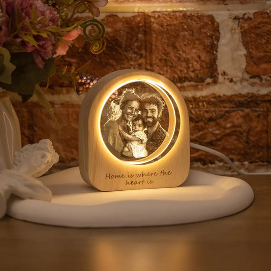 Personalized 3D Crystal Photo LED Light – Custom Family Keepsake Gift