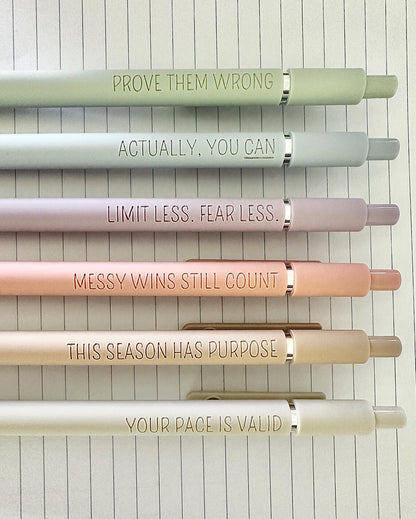 Personalized Motivational Gel Pens | Custom Quote 6-Pen Set