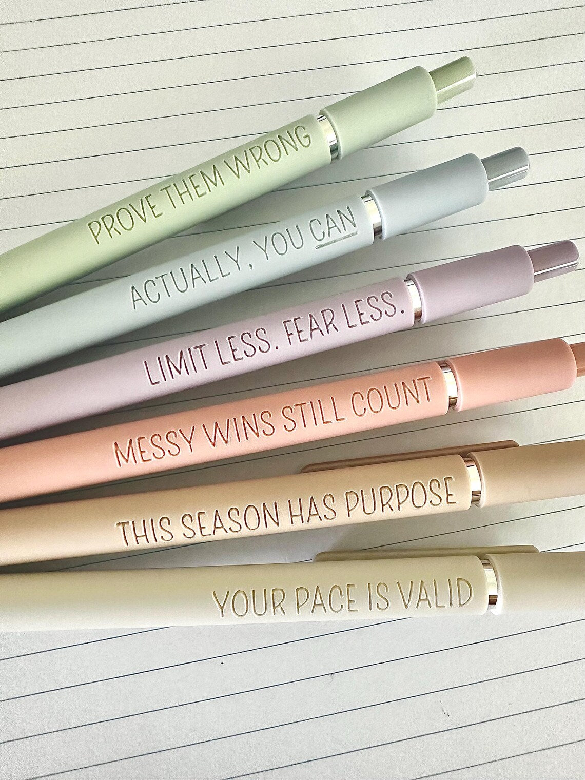 Personalized Motivational Gel Pens | Custom Quote 6-Pen Set