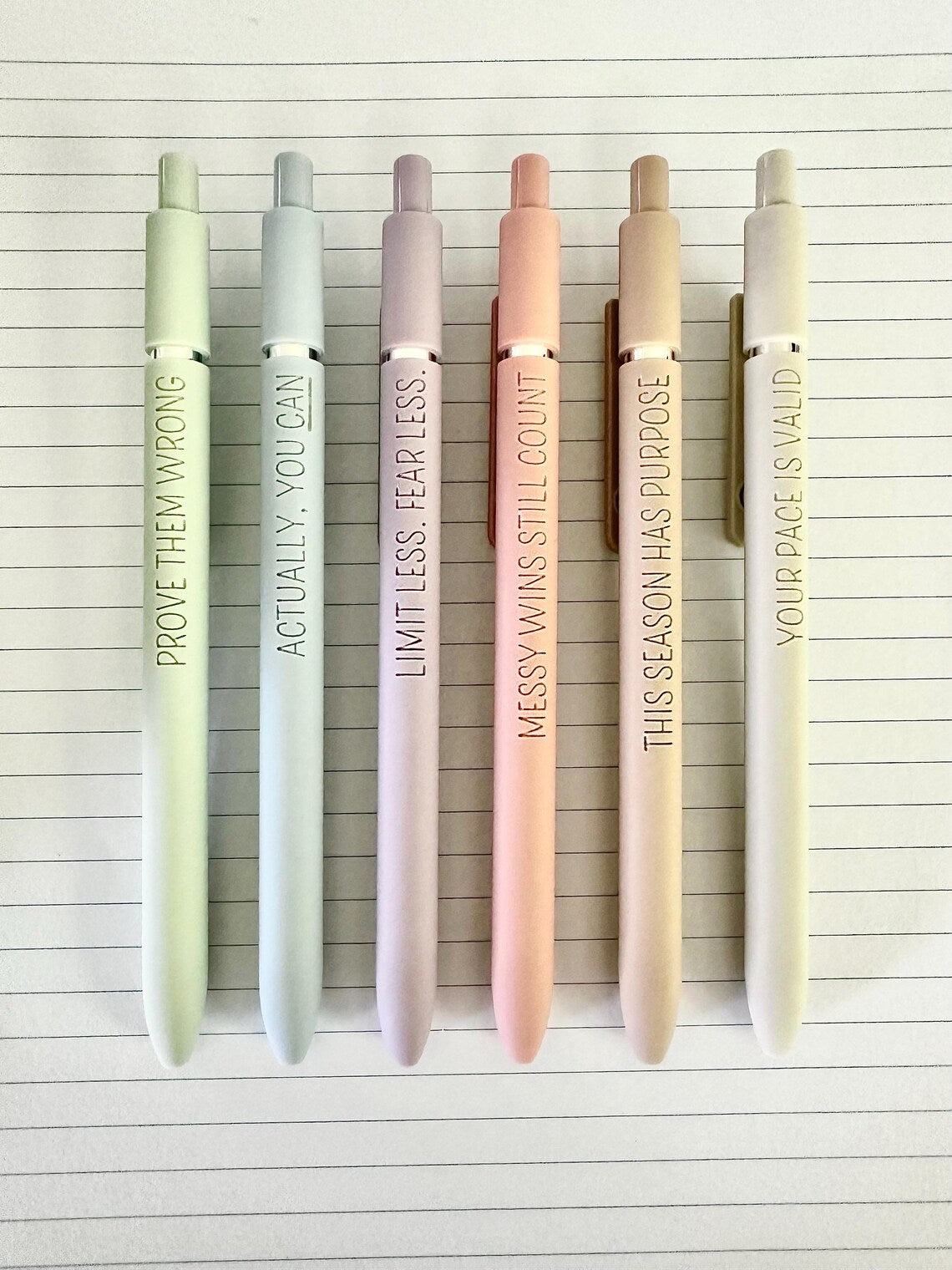 Personalized Motivational Gel Pens | Custom Quote 6-Pen Set