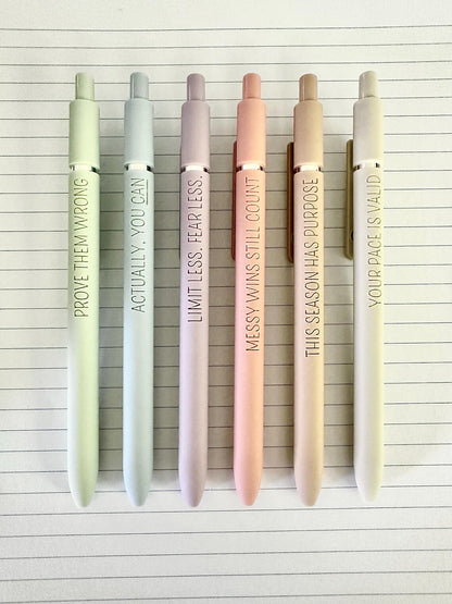 Personalized Motivational Gel Pens | Custom Quote 6-Pen Set
