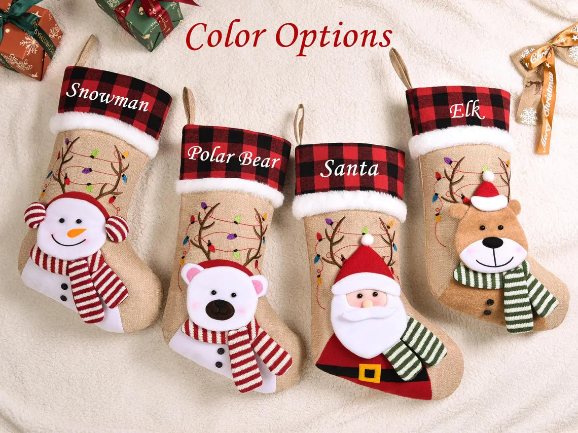 2025 Personalized 3D Christmas Stocking – Embroidered with Name