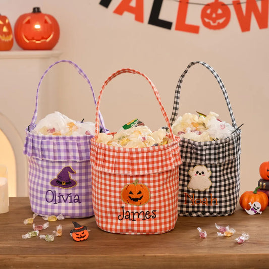 Personalized Halloween Basket – Custom Embroidery Trick or Treat Bag