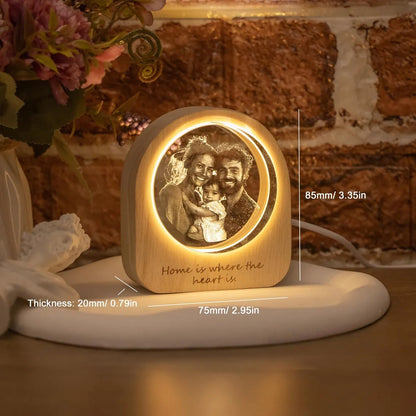 Personalized 3D Crystal Photo LED Light – Custom Family Keepsake Gift
