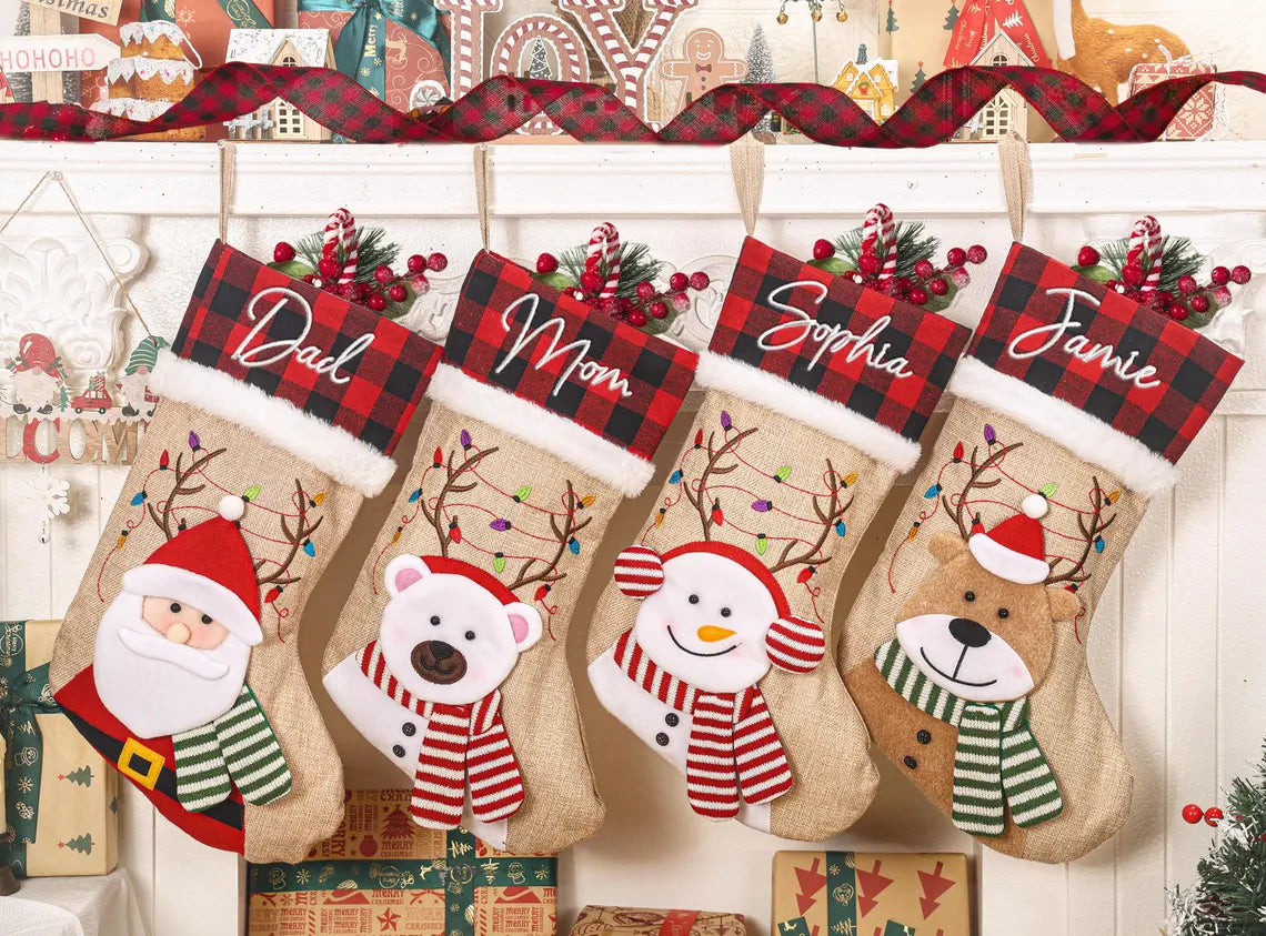2025 Personalized 3D Christmas Stocking – Embroidered with Name