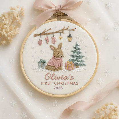 Baby’s First Christmas Ornament – Personalized Embroidered Keepsake