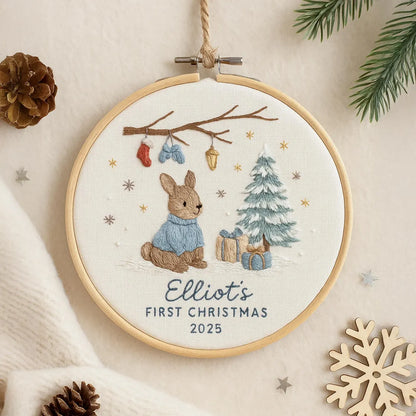 Baby’s First Christmas Ornament – Personalized Embroidered Keepsake