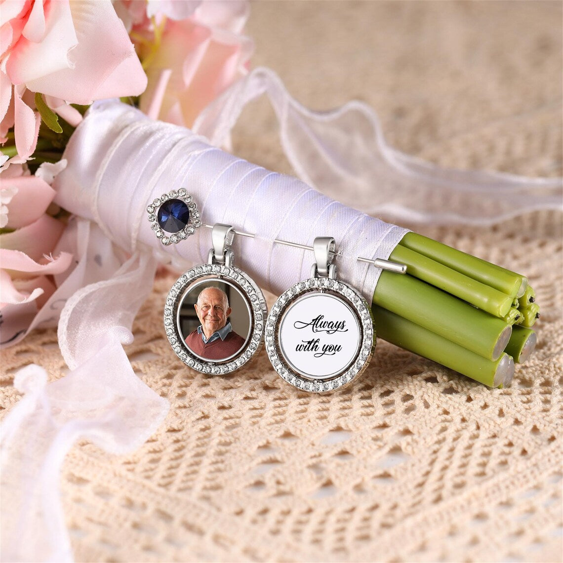 Custom Wedding “Something Blue” Memory Charm | Bouquet Keepsake