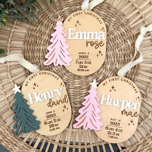 Personalized Baby Ornament | My First Christmas Custom Name Ornament | Baby Stats Gift