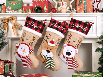 2025 Personalized 3D Christmas Stocking – Embroidered with Name