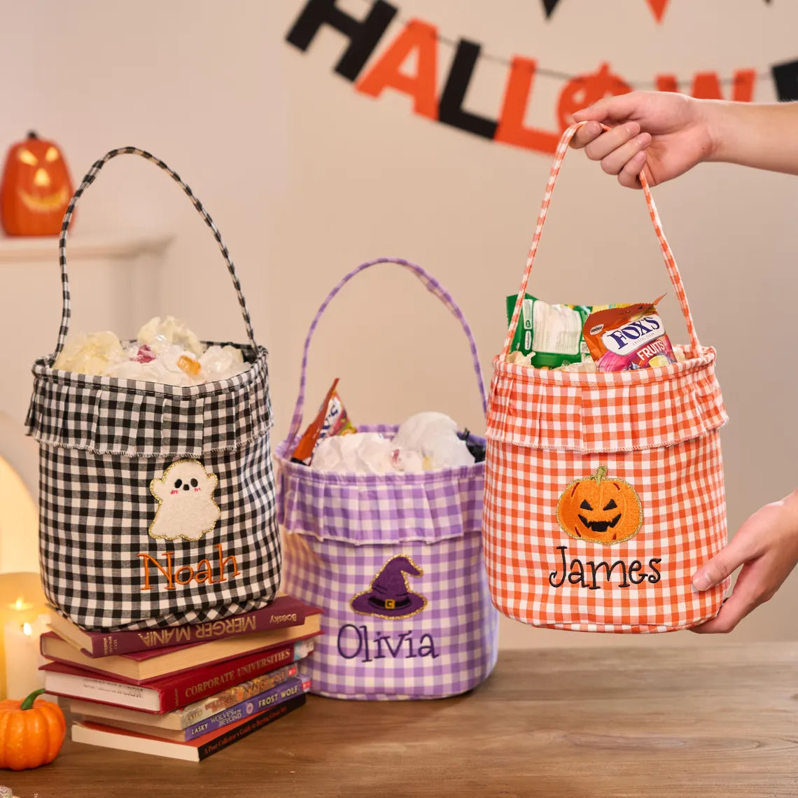 Personalized Halloween Basket – Custom Embroidery Trick or Treat Bag