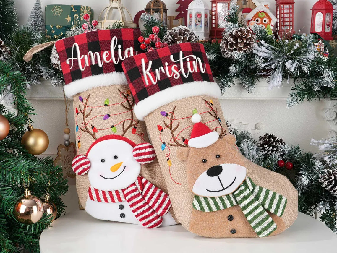 2025 Personalized 3D Christmas Stocking – Embroidered with Name