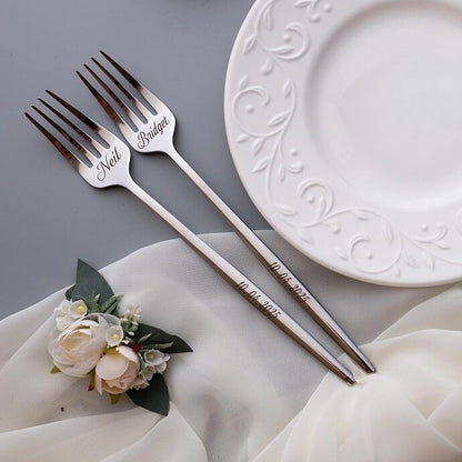 Personalized Wedding Cake Cutting Set – Knife, Server & Forks