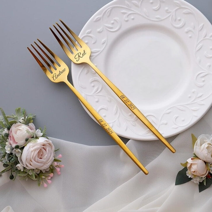 Personalized Wedding Cake Cutting Set – Knife, Server & Forks