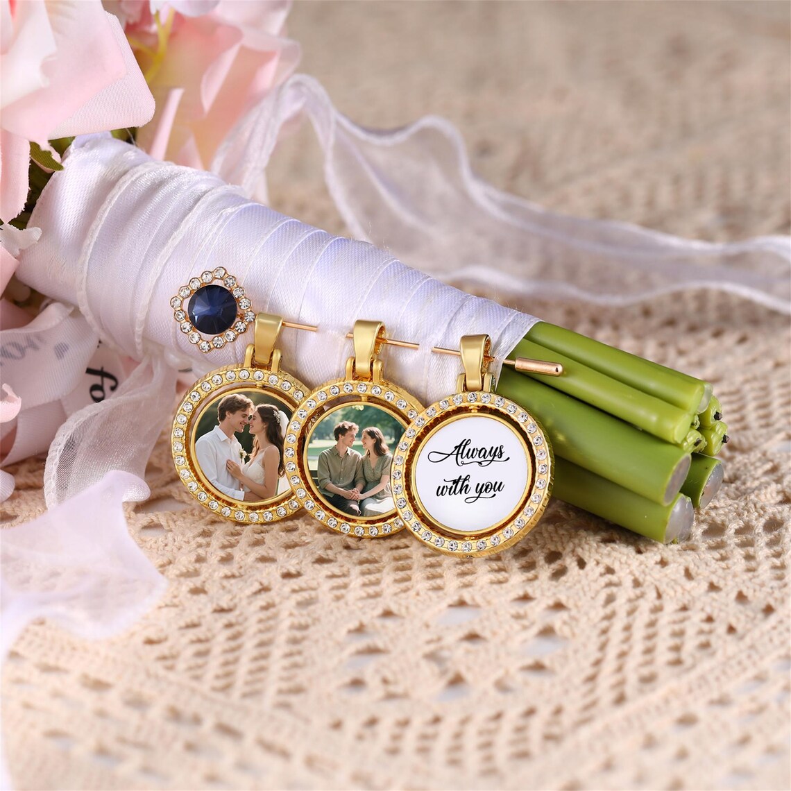 Custom Wedding “Something Blue” Memory Charm | Bouquet Keepsake