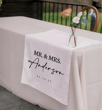 Personalized Wedding Table Runner – Custom Last Name Banner