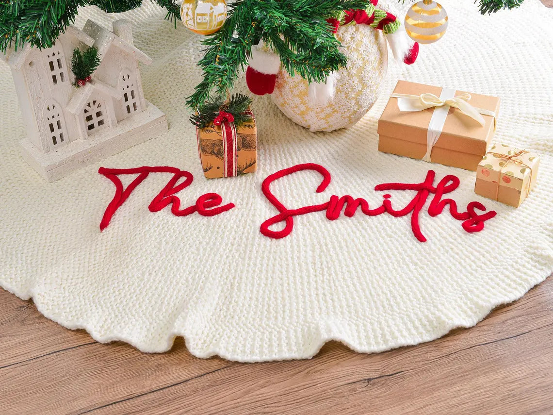 Personalized Christmas Tree Skirt – Family Holiday Home Decor