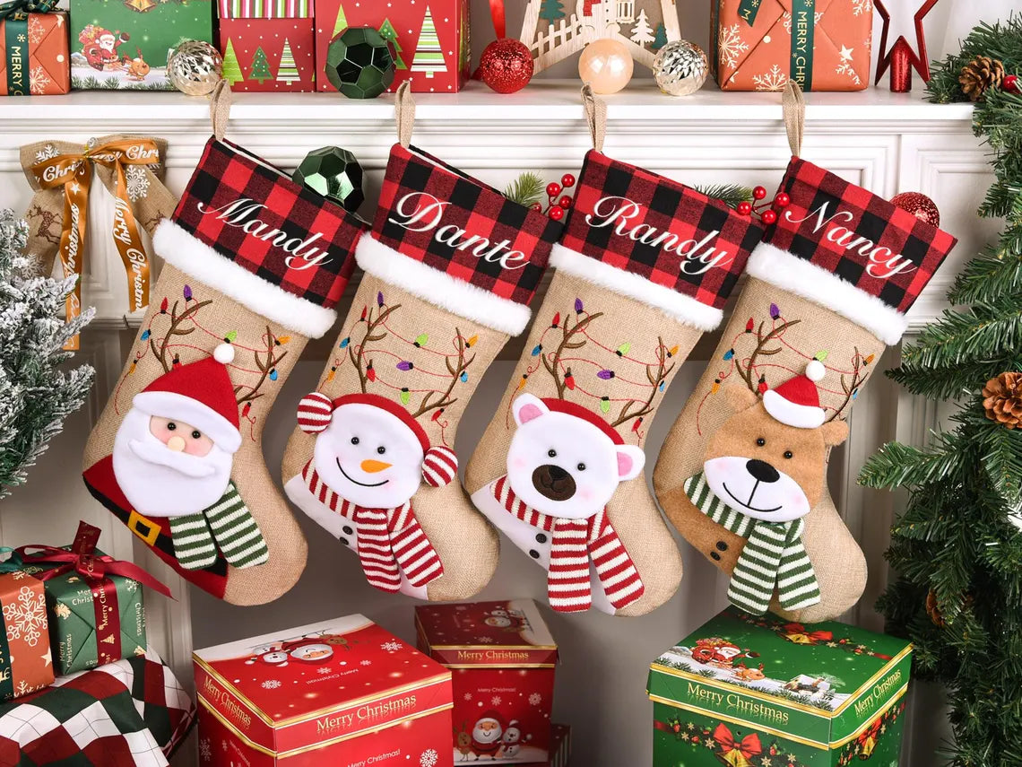 2025 Personalized 3D Christmas Stocking – Embroidered with Name