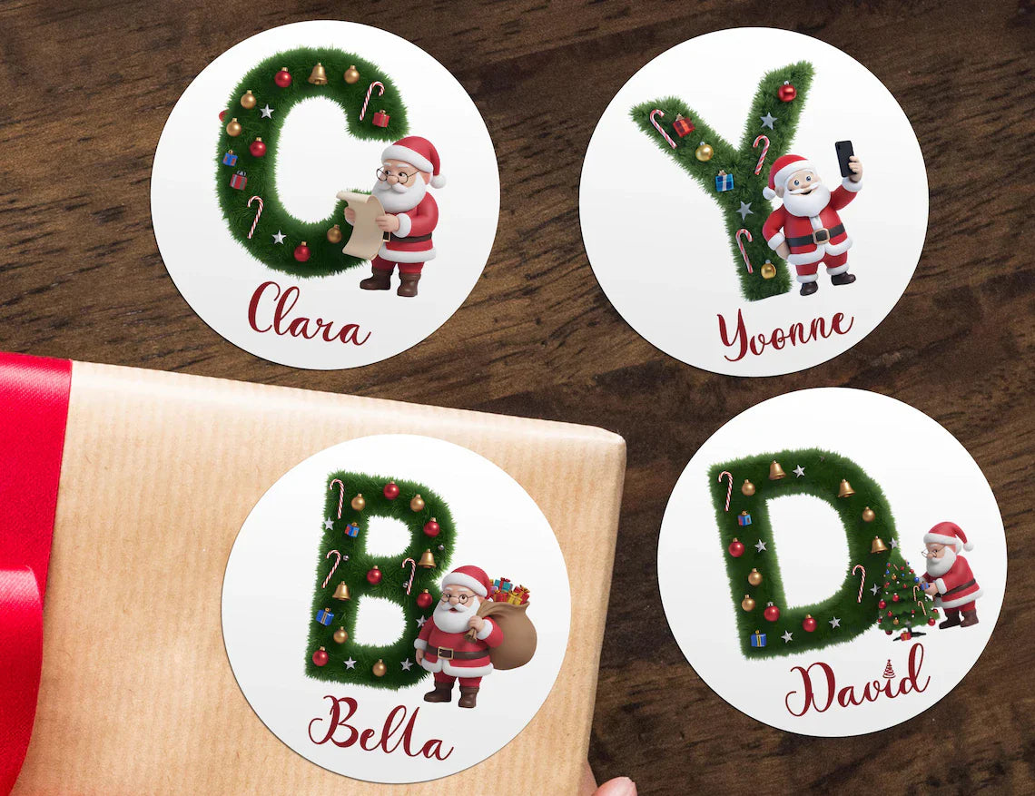 Personalized Christmas Tree Stickers – Custom Name Gift Labels