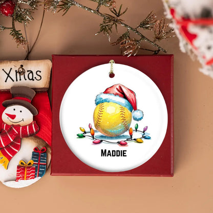 Personalized Christmas Sports Ceramic Ornament – Baseball, Football, Soccer, Softball