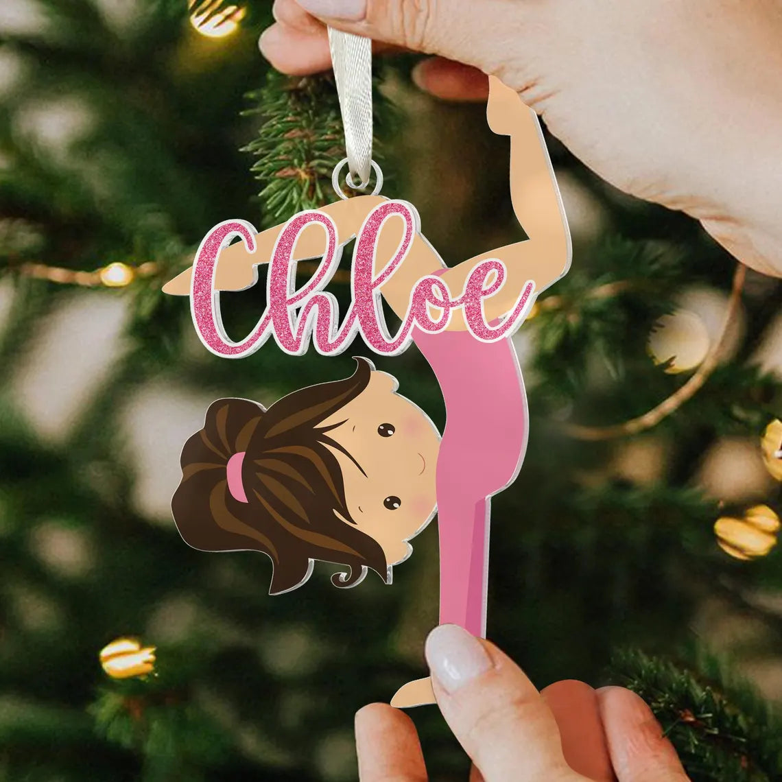 Personalized Girls Gymnastics Acrylic Ornament | Custom Gymnast Gif