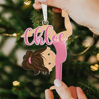 Personalized Girls Gymnastics Acrylic Ornament | Custom Gymnast Gif
