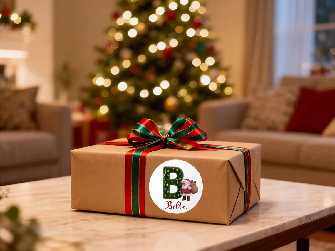 Personalized Christmas Tree Stickers – Custom Name Gift Labels
