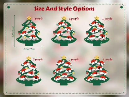 2025 Personalized Wooden Family Christmas Tree Ornament – Names on Hats