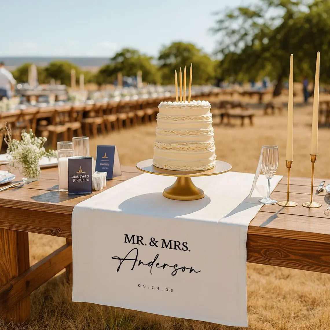 Personalized Wedding Table Runner – Custom Last Name Banner