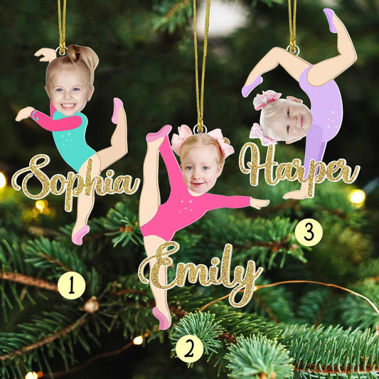 Personalized Face Gymnastics Ornament | Kids Gymnastics Gift