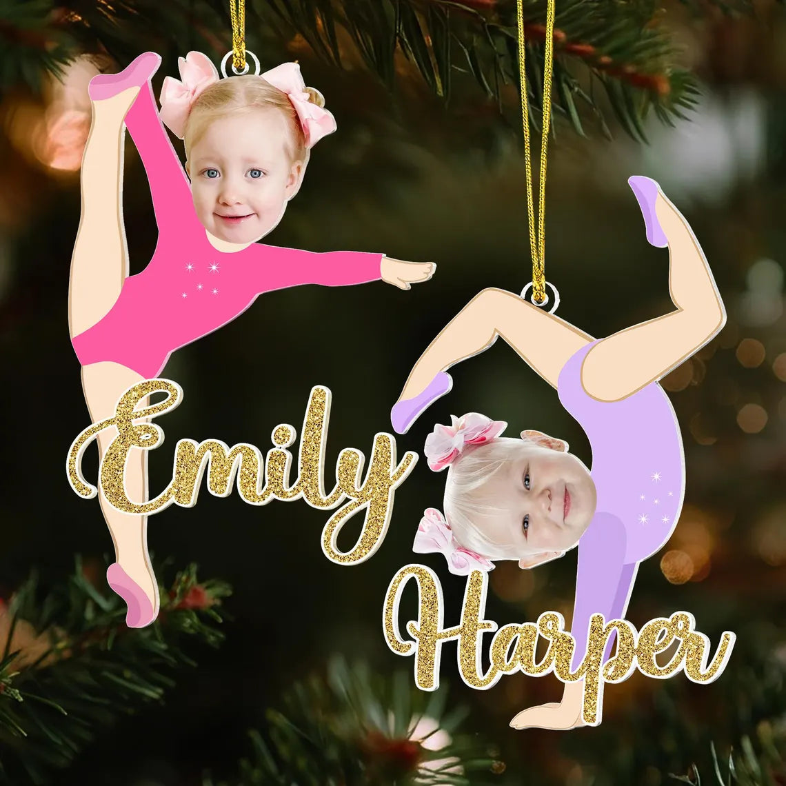 Personalized Face Gymnastics Ornament | Kids Gymnastics Gift