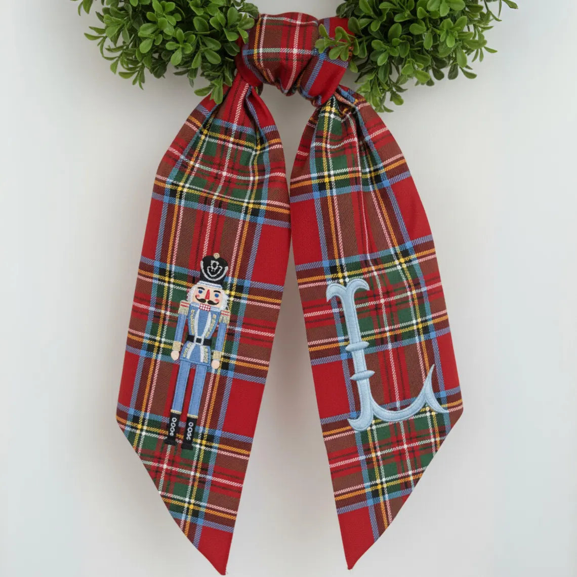 Personalized Nutcracker Christmas Wreath Sash | Embroidered Door Bow