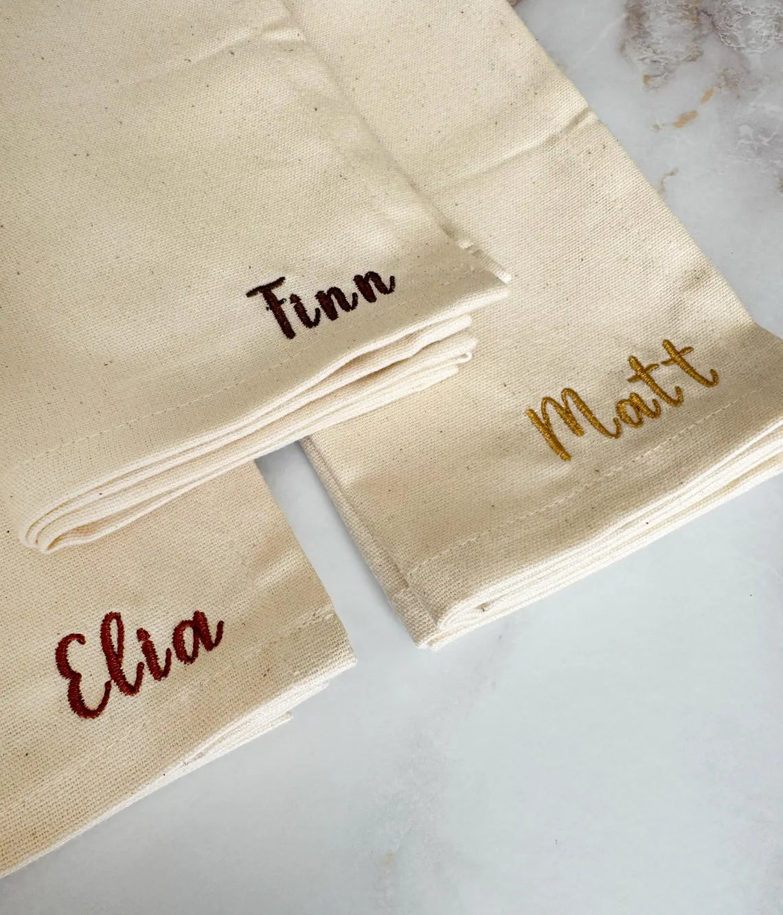 Personalized Holiday Napkin | Custom Embroidered Name Cloth Napkin for Christmas