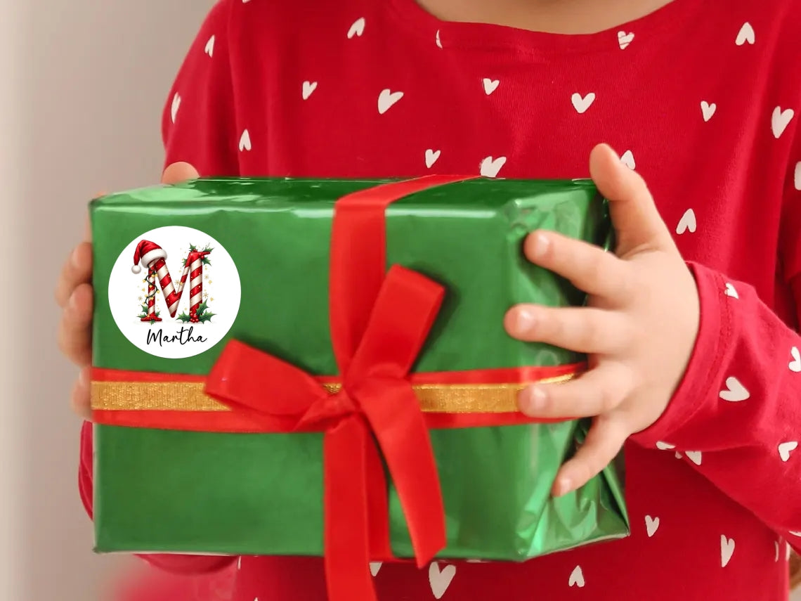 Personalized Candy Cane Christmas Name Labels – Festive Gift Stickers