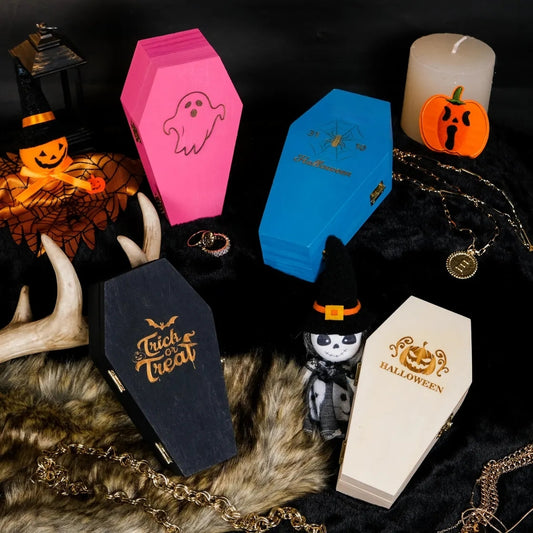Handmade Personalized Wood Halloween Coffin Box – Spooky Treat & Gift