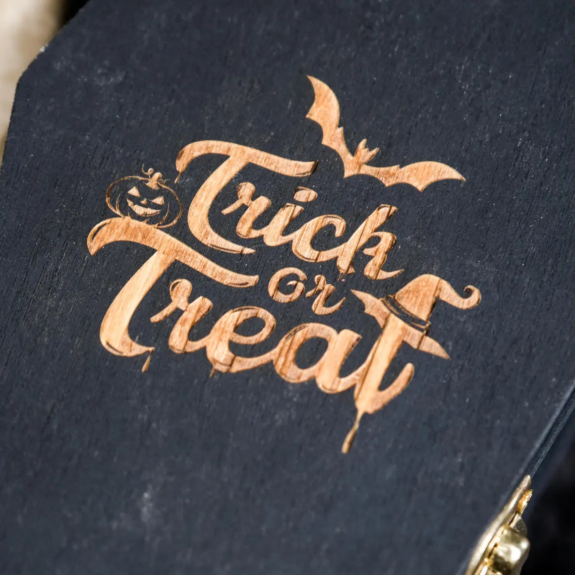 Handmade Personalized Wood Halloween Coffin Box – Spooky Treat & Gift